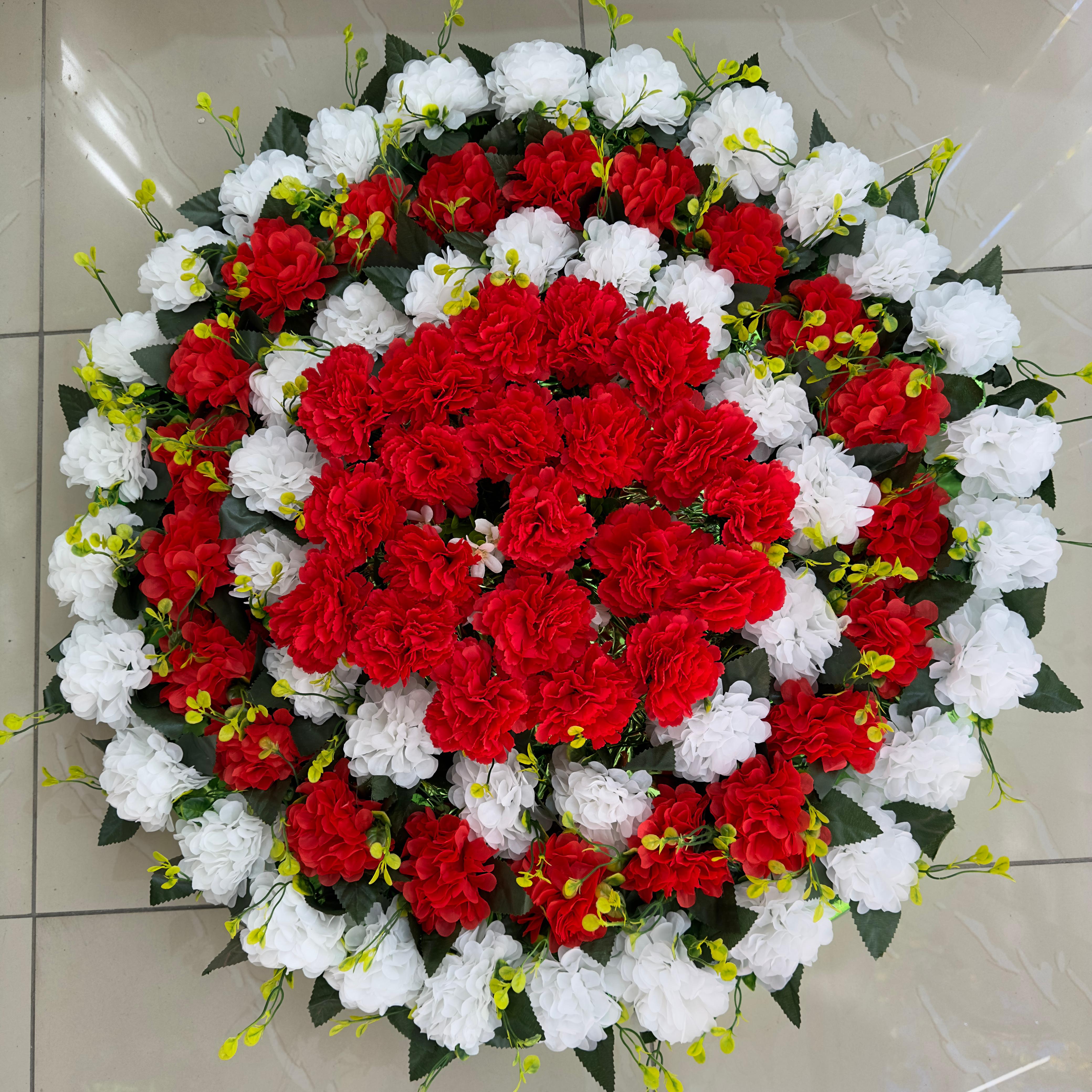 Elegant white funeral wreath